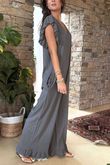 Made in Italy Bay Slub Mamma Mia Frill Jumpsuit Steel /7 =